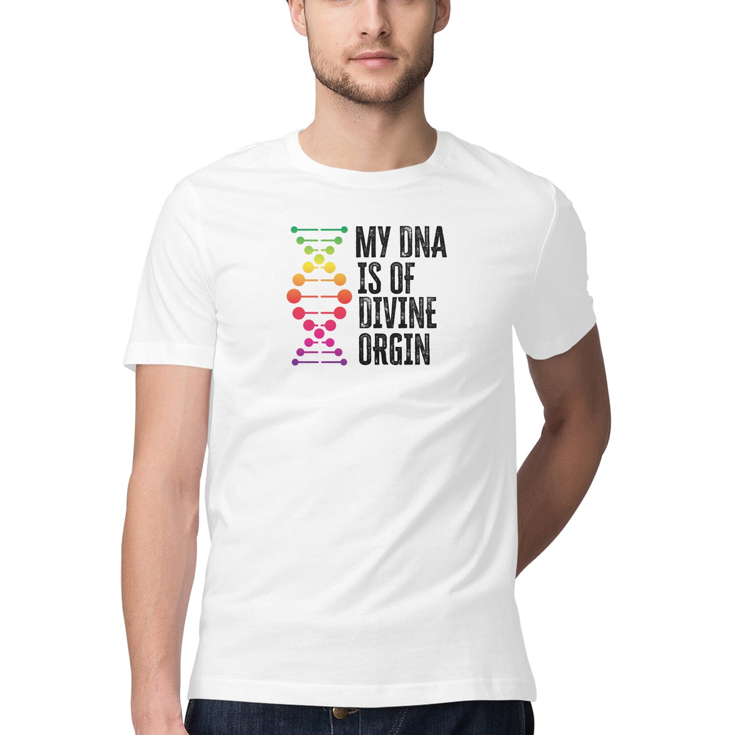 My DNA is of Divine Orgin - Half Sleeve Round Neck Tshirt