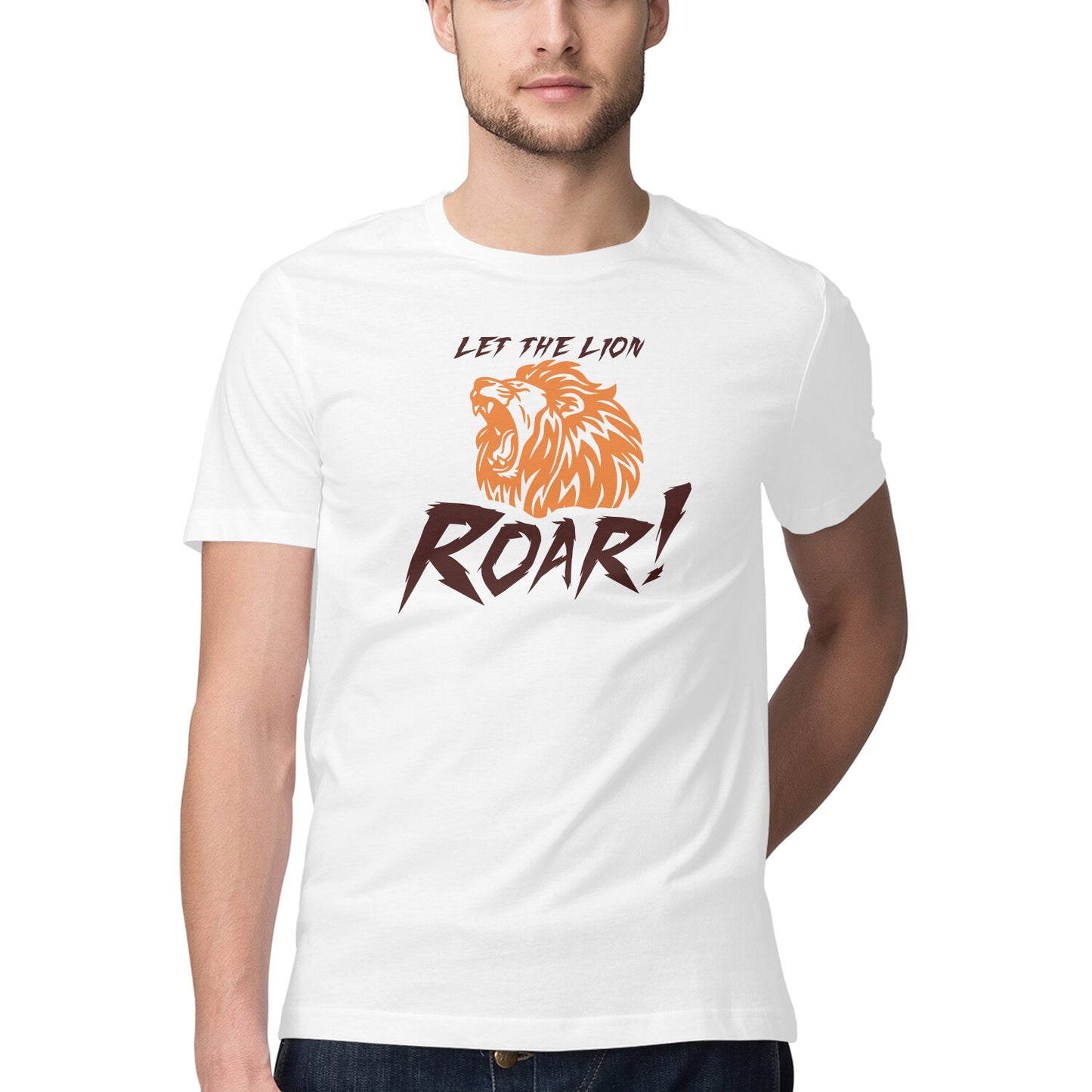 Let the Lion Roar! - Half Sleeve Round Neck Tshirt