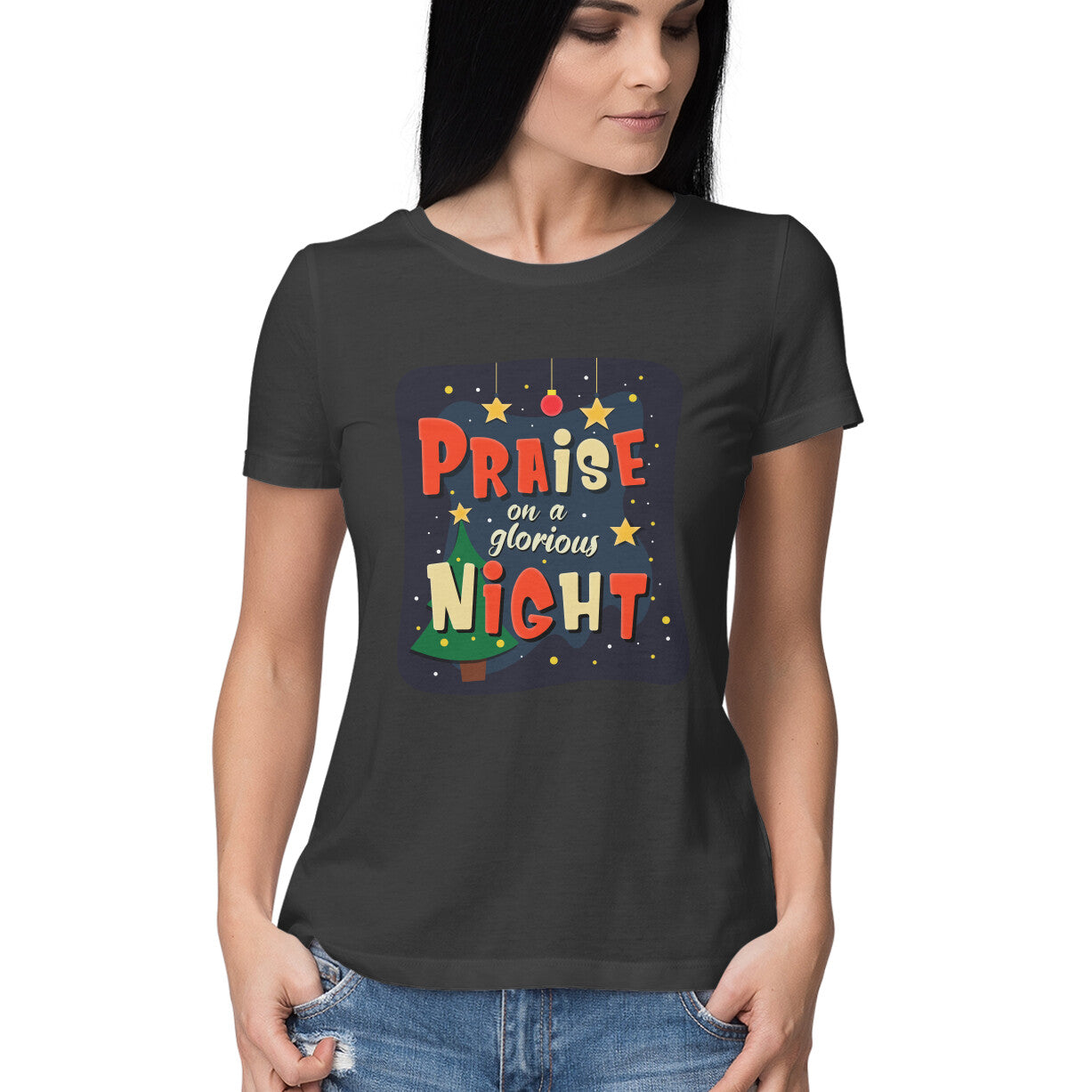 Praise on a glorious Night - Half Sleeve Round Neck Tshirt