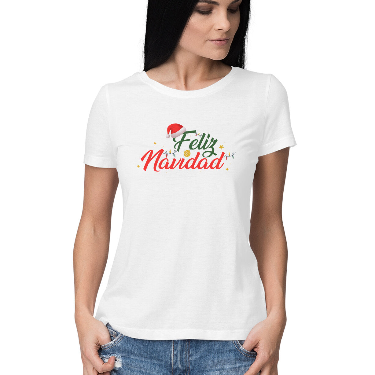 Feliz Navidad - Half Sleeve Round Neck Tshirt