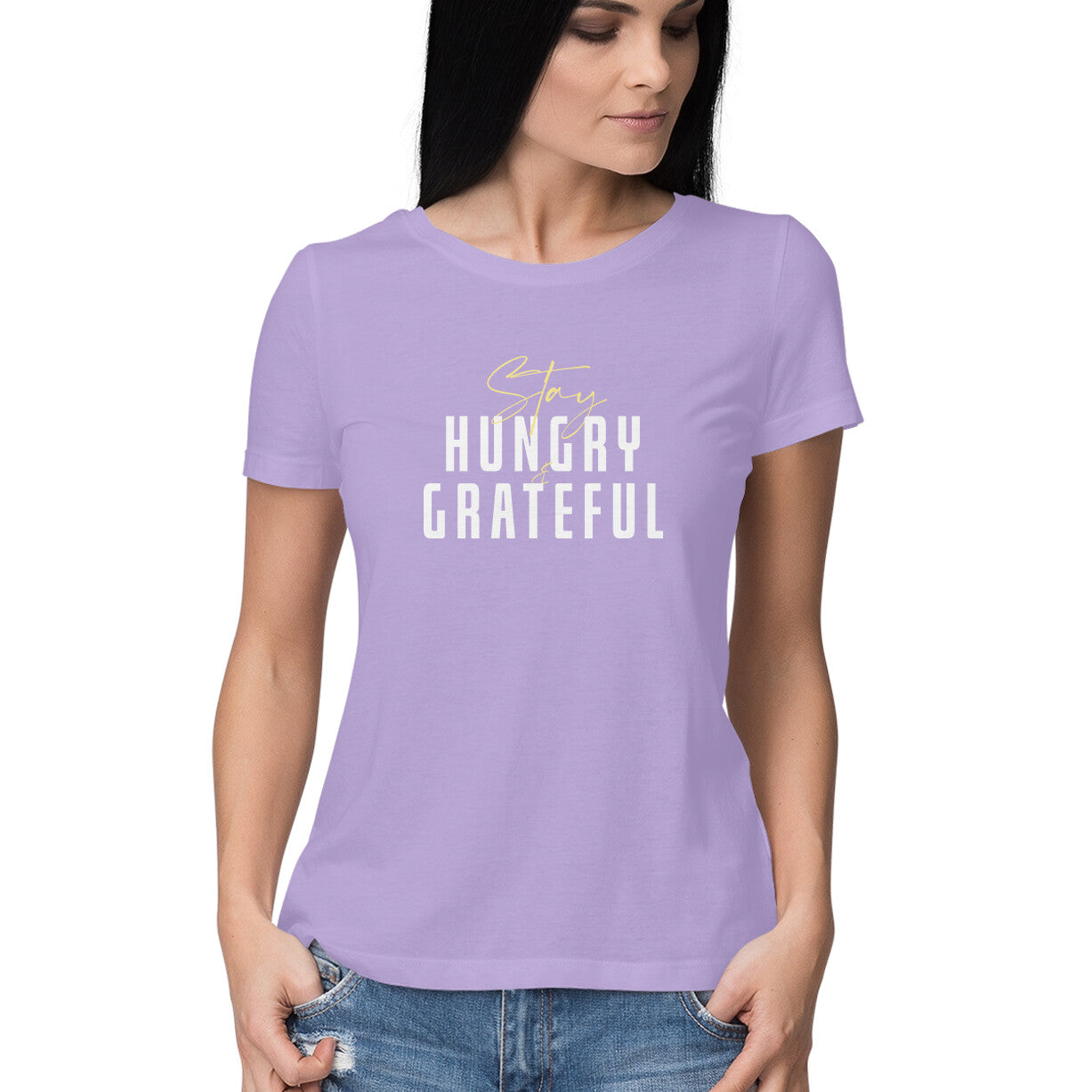 Stay Hungry & Grateful - Half Sleeve Round Neck Tshirt