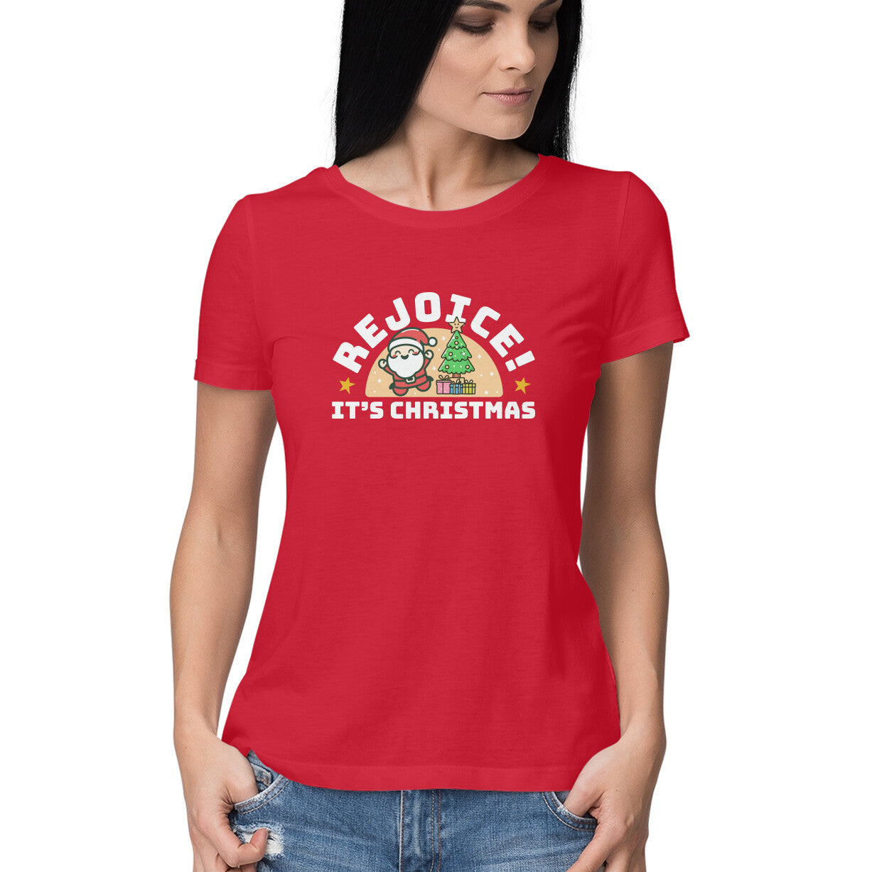 Rejoice! It’s Christmas- Half Sleeve Round Neck Tshirt