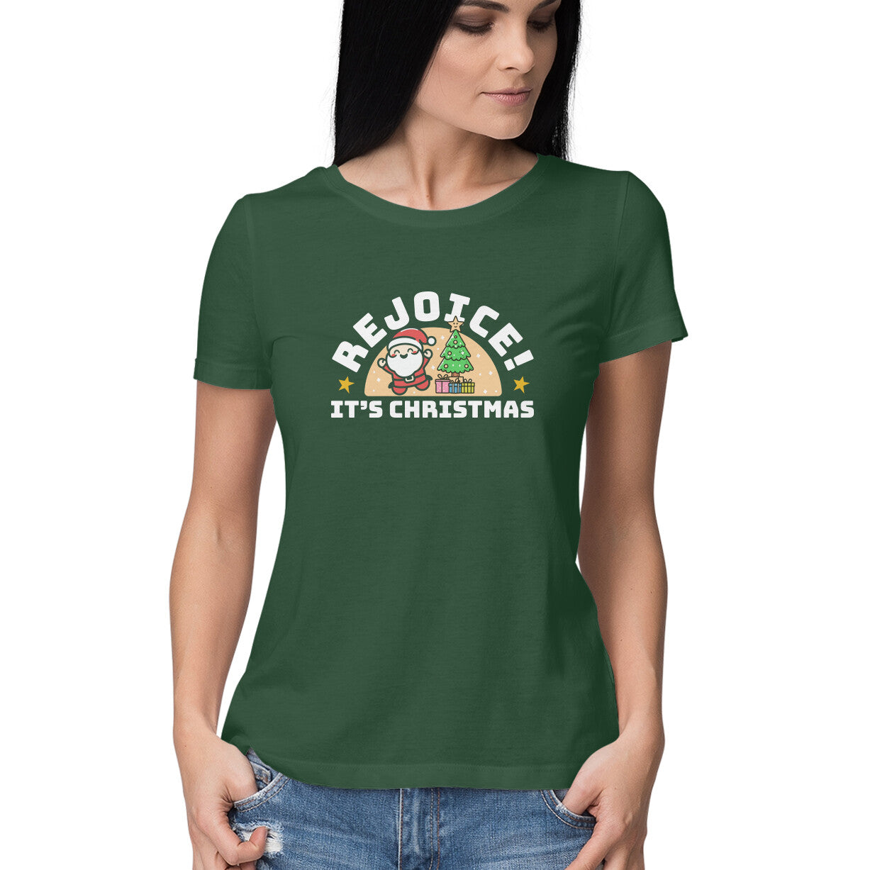 Rejoice! It’s Christmas- Half Sleeve Round Neck Tshirt